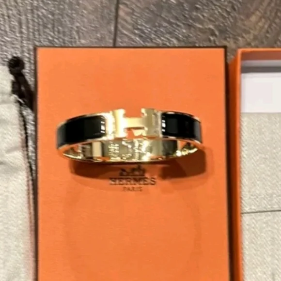 HERMES Clic H Black 17cm Gold Plated ❤️ - Picture 4 of 4